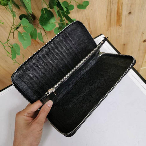 Men'sPearl Stingray Leather Zip Wallet , Oversize Large Capacity Mens Bi-Fold Wallets