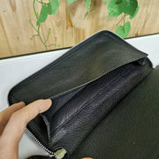 Men'sPearl Stingray Leather Zip Wallet , Oversize Large Capacity Mens Bi-Fold Wallets