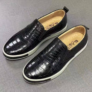 Crocodile Shoes Men Crocodile Leather Driving Shoes Slip on Platform Loafers Working Shoes