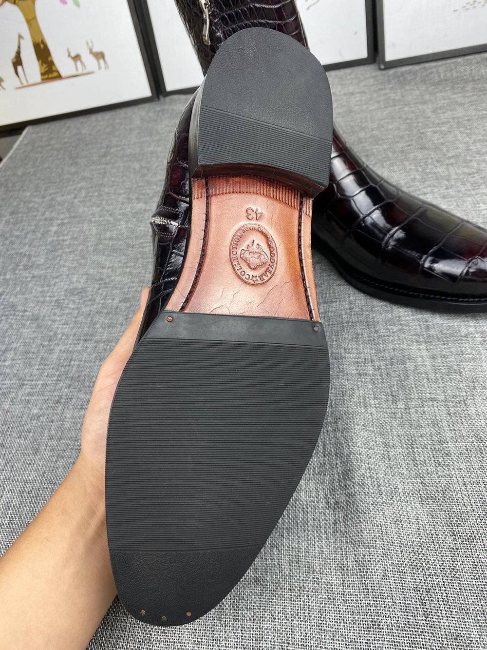 Mens Boots ,Crocodile Boots,Crocodile Shoes , Mens Crocodile Leather Side Zipper Boots