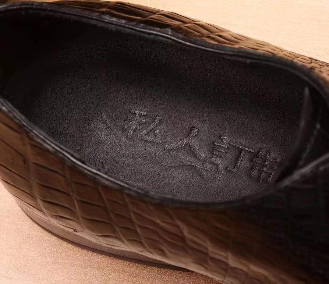 Crocodile Shoes Mens Crocodile Leather Derby Lace Up Shoes