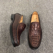 Crocodile Shoes Mens Crocodile Leather Penny Slip-On Driving Loafer Shoes