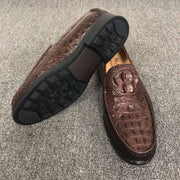 Crocodile Shoes Mens Crocodile Leather Penny Slip-On Driving Loafer Shoes