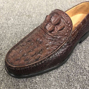 Crocodile Shoes Mens Crocodile Leather Penny Slip-On Driving Loafer Shoes