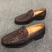 Crocodile Shoes Mens Crocodile Leather Penny Slip-On Driving Loafer Shoes