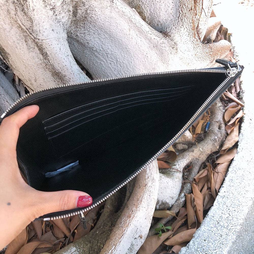 Preorder Mens Matt Genuine Crocodile Skin Leather Clutch Large Coffee