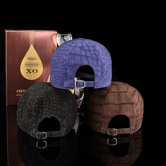 Nile Nubuck Crocodile Skin Leather Baseball Cap