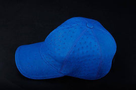 Ostrich Leather Strap back Baseball Cap Blue