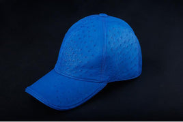 Ostrich Leather Strap back Baseball Cap Blue