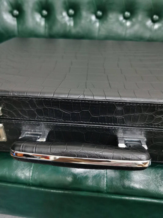 Preorder Men's Crocodile Leather Business Professional Attache Case Dark Green