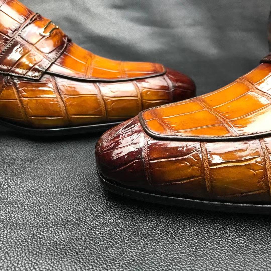 Preorder Men's Crocodile Leather Loafer Slip-On Penny Shoes