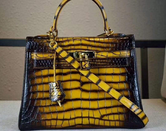 Preorder Mens FULL Vintage Crocodile Belly Leather Weekender Travel Bag