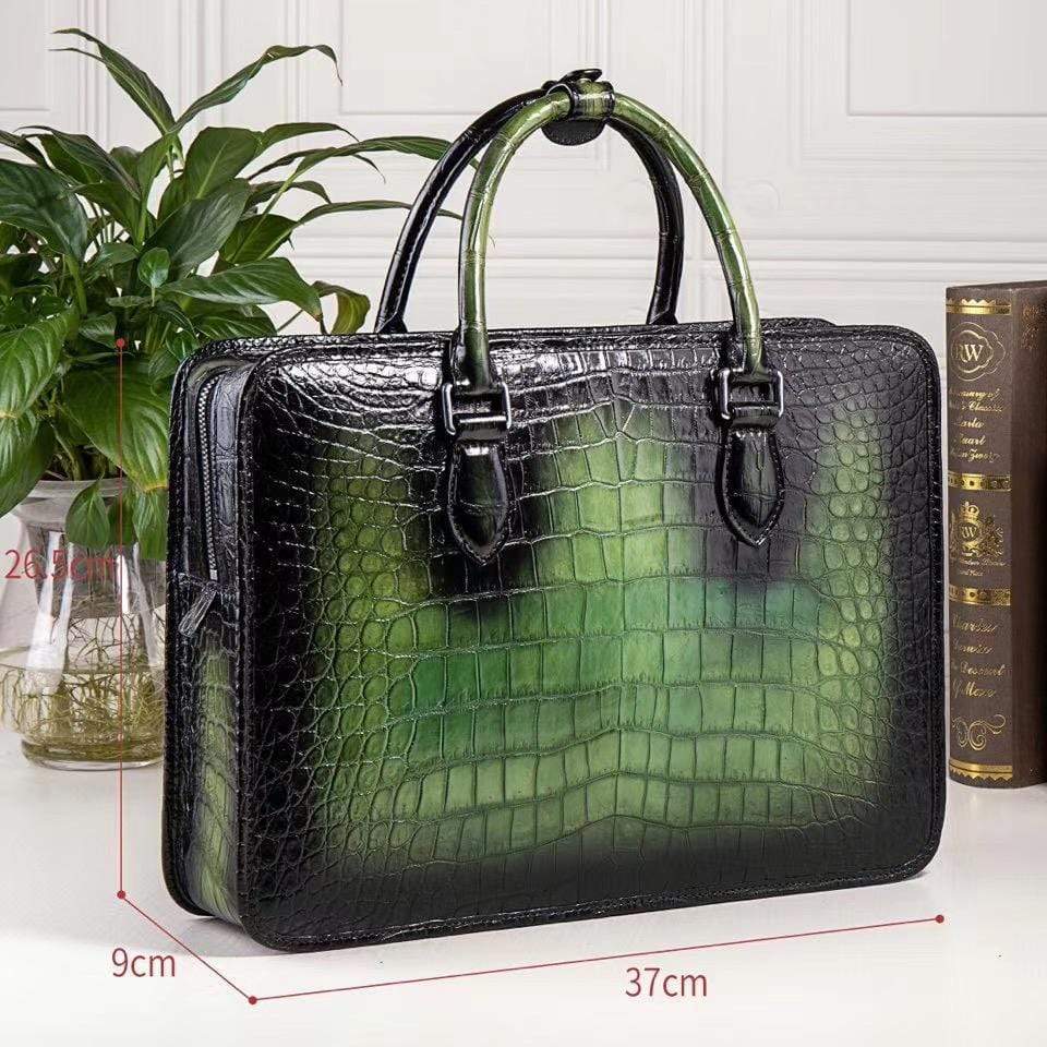 Preorder Mens Vintage Crocodile Leather Briefcase Laptop Bag