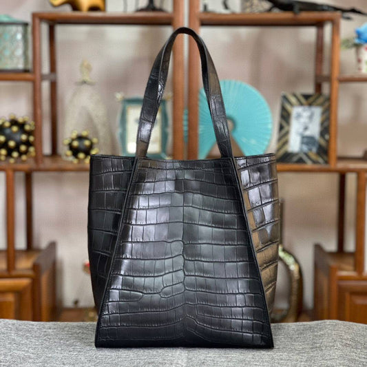 Preorder Unisex Crocodile Belly Leather Hobo Shopper Bags