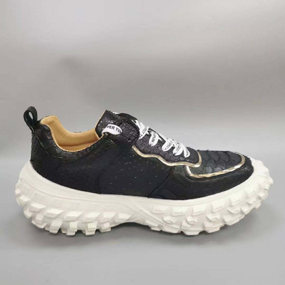 Crocodile Shoes Python Leather Rubber Platform Sneakers