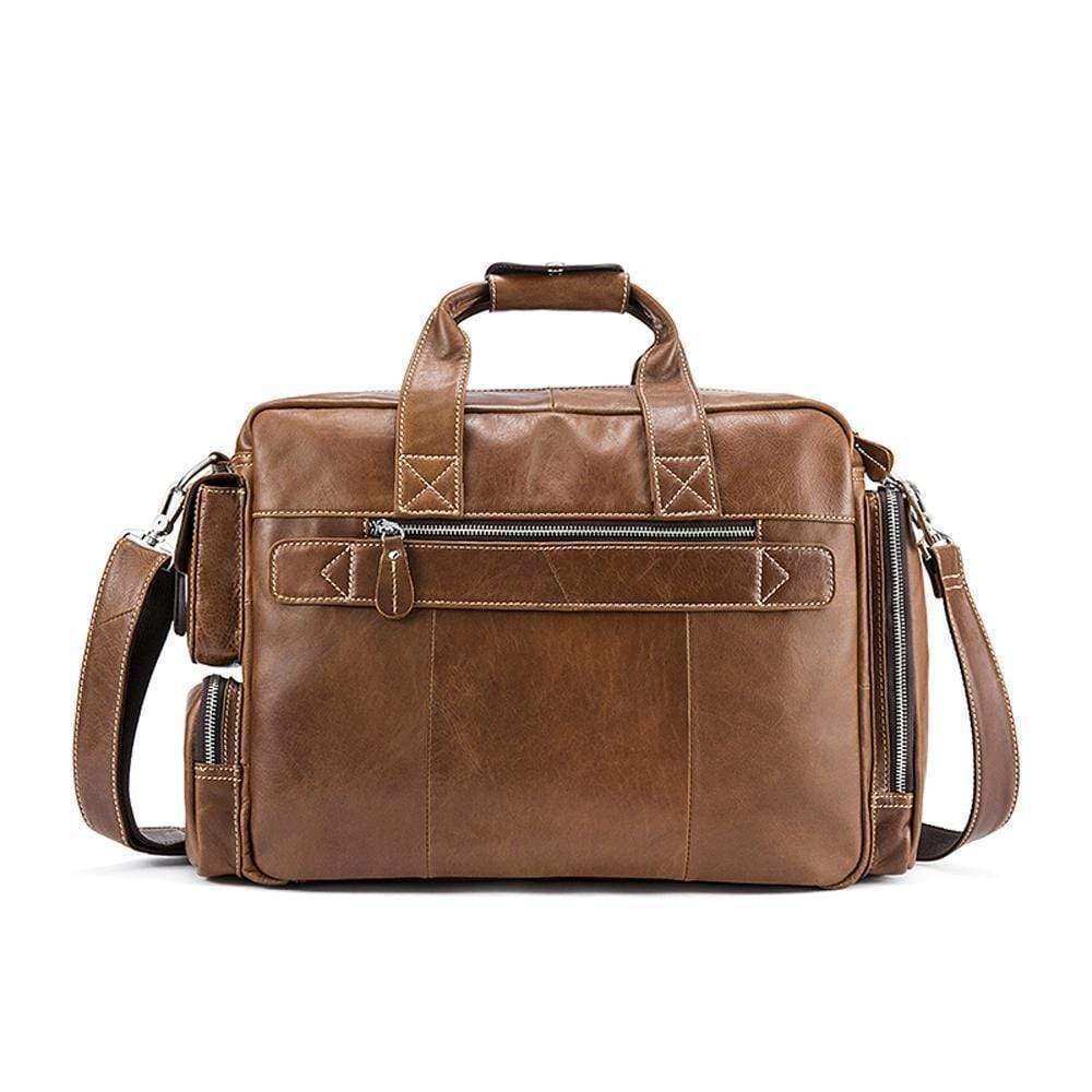 Rossie Viren Men's Large Handmade Vintage Leather Briefcase Messenger Shoulder Bag