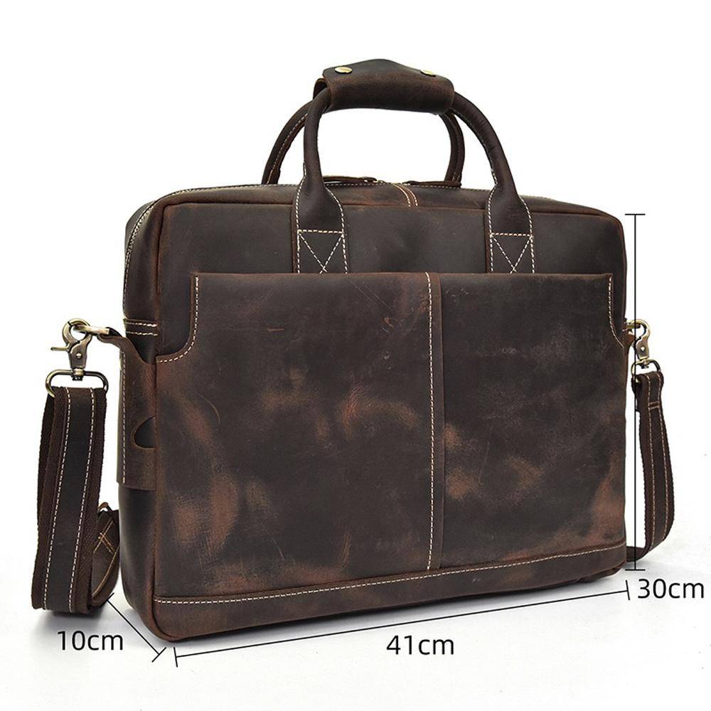Rossie Viren Men's Large Vintage Brown Leather Briefcase / Leather Satchel / Leather Travel Bag /Leather Messenger Bag