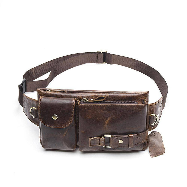 Rossie Viren Mens Leather Waist Bag Pack Outdoors Belt Bags
