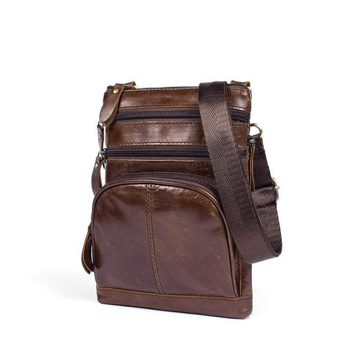 Rossie Viren Vintage Leather Deluxe Vertical Messenger Shoulder Bag