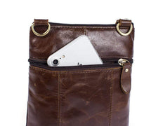 Rossie Viren Vintage Leather Deluxe Vertical Messenger Shoulder Bag