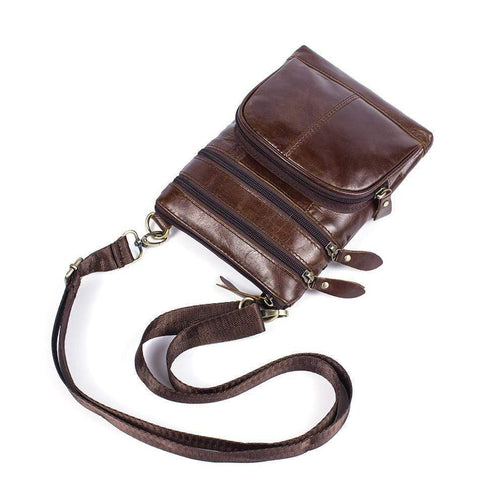 Rossie Viren Vintage Leather Deluxe Vertical Messenger Shoulder Bag