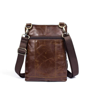 Rossie Viren Vintage Leather Deluxe Vertical Messenger Shoulder Bag