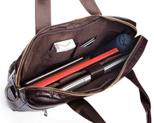 Rossie Viren Vintage Retro Brown Leather Men's Briefcase Messenger Bag