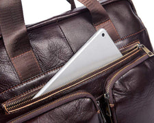 Rossie Viren Vintage Retro Brown Leather Men's Briefcase Messenger Bag