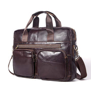 Rossie Viren Vintage Retro Brown Leather Men's Briefcase Messenger Bag