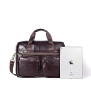 Rossie Viren Vintage Retro Brown Leather Men's Briefcase Messenger Bag