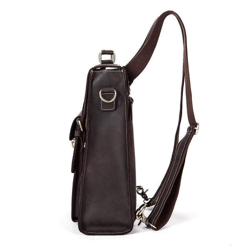 Rossie Viren Vintage Retro Brown Leather Men's Briefcase Messenger Satchel Postmen Bag