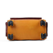 Unisex 23" Genuine Vegetable Tanned Leather Rolling Duffle Bag Trolley Wheeled Carry On Luggage Suitcase Tote