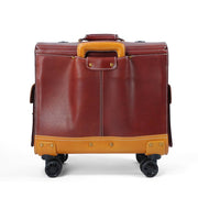 Unisex 23" Genuine Vegetable Tanned Leather Rolling Duffle Bag Trolley Wheeled Carry On Luggage Suitcase Tote