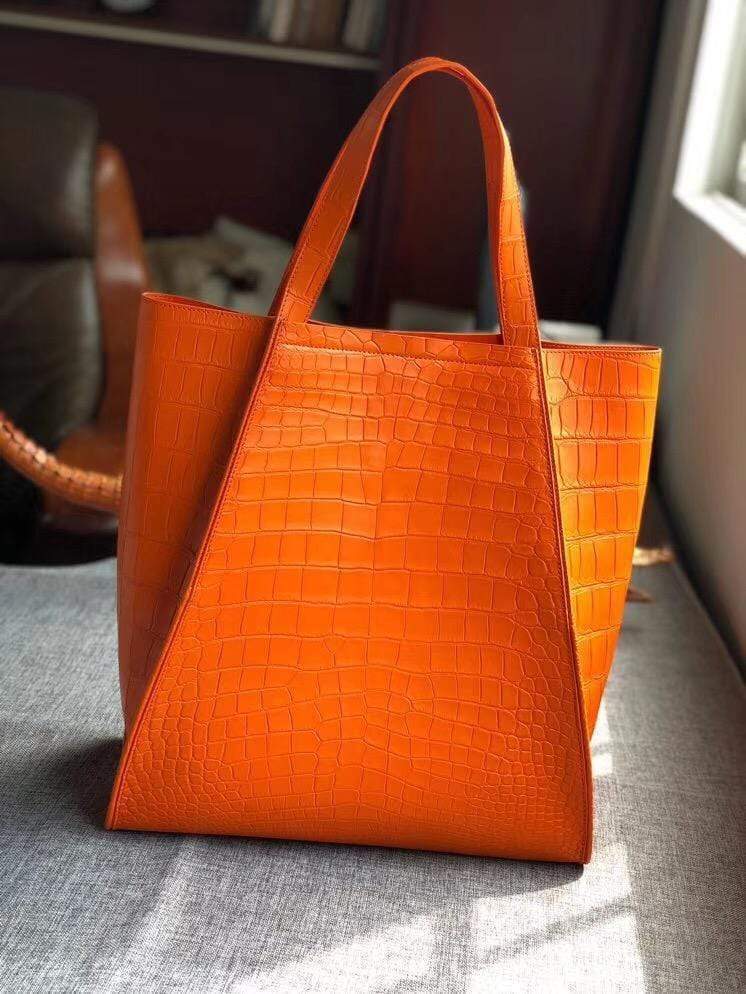 Unisex Crocodile Belly Leather Medium Hobo Bags