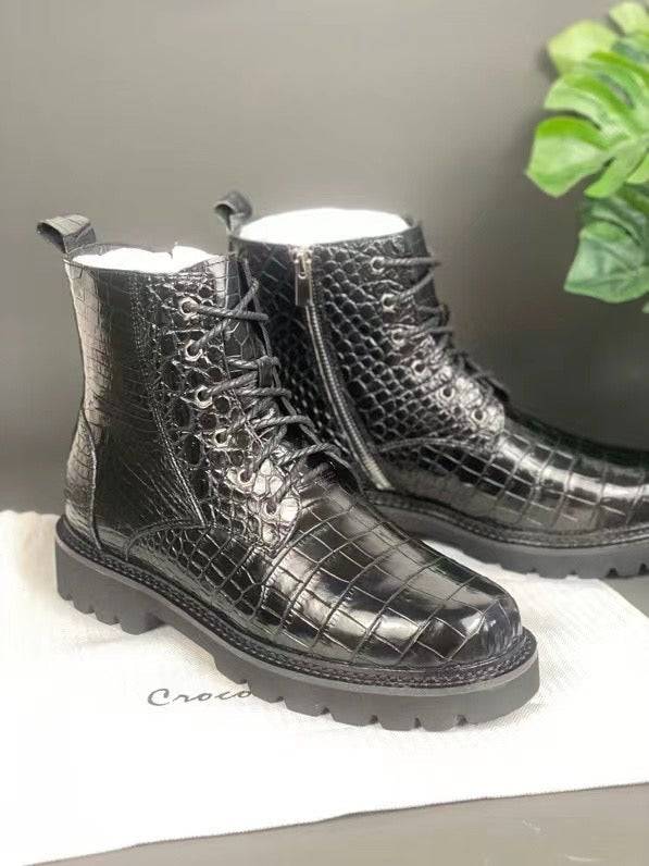 Crocodile Shoes Unisex Crocodile Leather Martin boots Couple Shoes