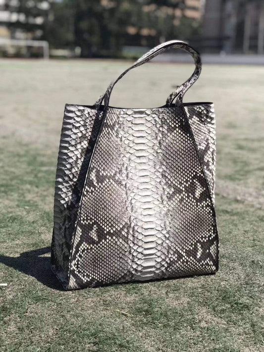 Unisex Genuine Python Leather Large Hobo Bags