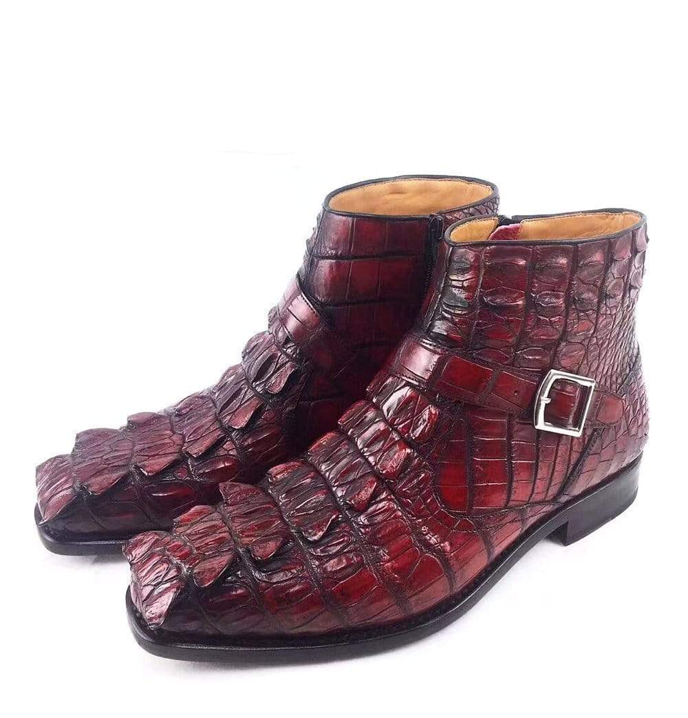 Crocodile Shoes Vintage Crocodile Bone Leather Short Booties Ankle Boots Winter Men's Martin Boots Shoes