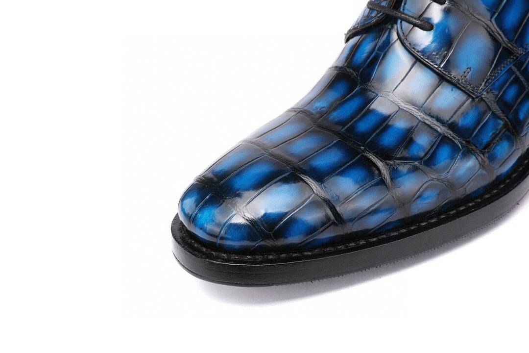 Crocodile Shoes Vintage Crocodile Leather Cap Toe Lace Up Dress Shoes