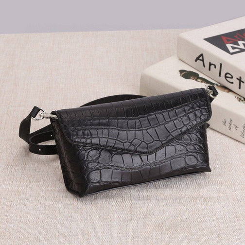 Women's Crocodile Belly Leather Tiny Pouch Shoulder Messenger Bag | Rossieviren