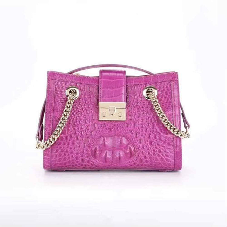 Women's Crocodile Leather Flap Chain Shoulder Bag