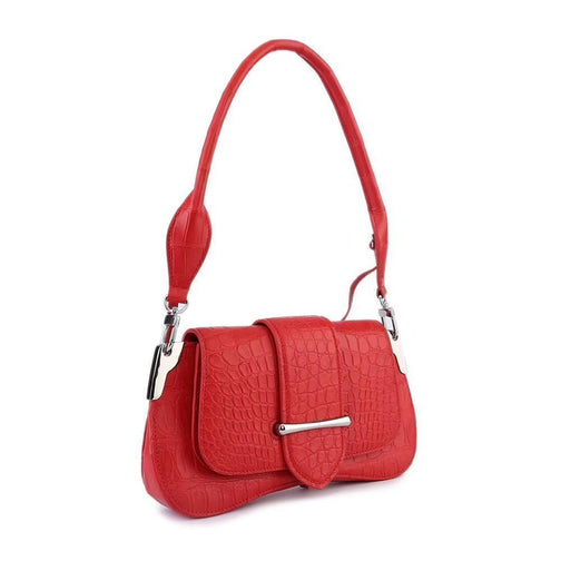 Women's Crocodile Leather Shoulder Bags Red
