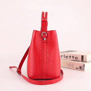 Women's Genuine Crocodile Leather Cross Body Shoulder Bag Red