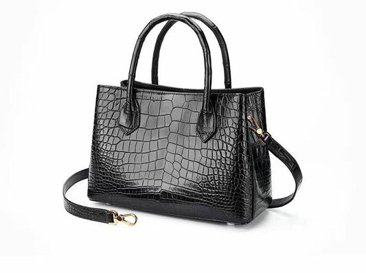 Women's Genuine Crocodile Leather Small Tote Shoulder Bag