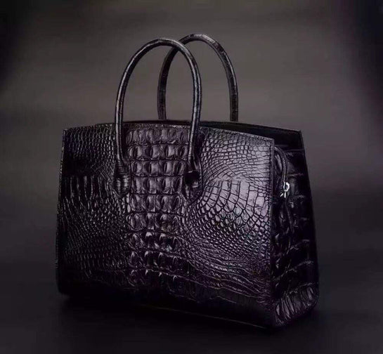 Crocodile Skin Leather Padlock Purse Office Tote Bags For Women