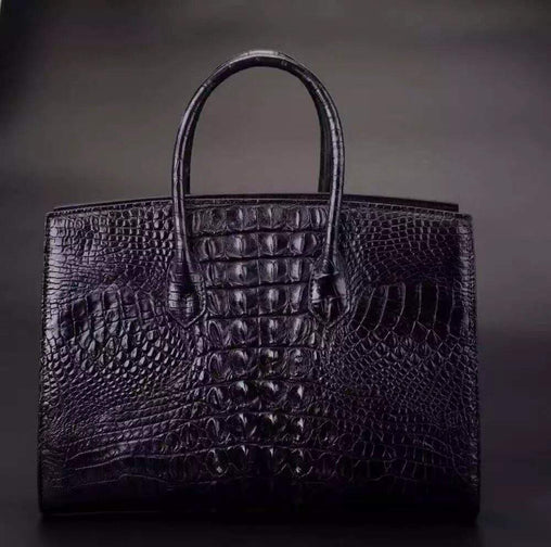 Crocodile Skin Leather Padlock Purse Office Tote Bags For Women