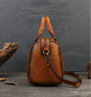 Womens Cervo Antic Leather Brown Bauletto Dream Shopping Tote Bag