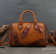 Womens Cervo Antic Leather Brown Bauletto Dream Shopping Tote Bag