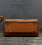 Womens Cervo Antic Leather Brown Bauletto Dream Shopping Tote Bag