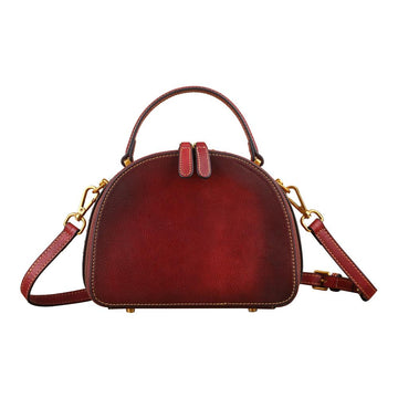 Womens Classic Vintage Studded Mini Half Moon Top Handle Cross Body Shoulder Bag