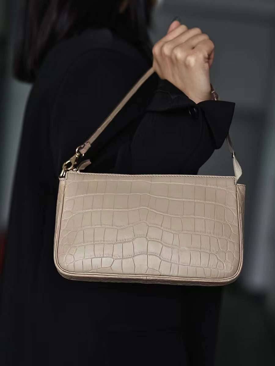 Womens Crocodile Leather Underarm Bag